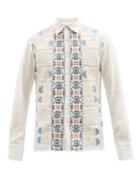 Mens Rtw 73 London - Embroidered Cotton-blend Shirt - Mens - White Multi