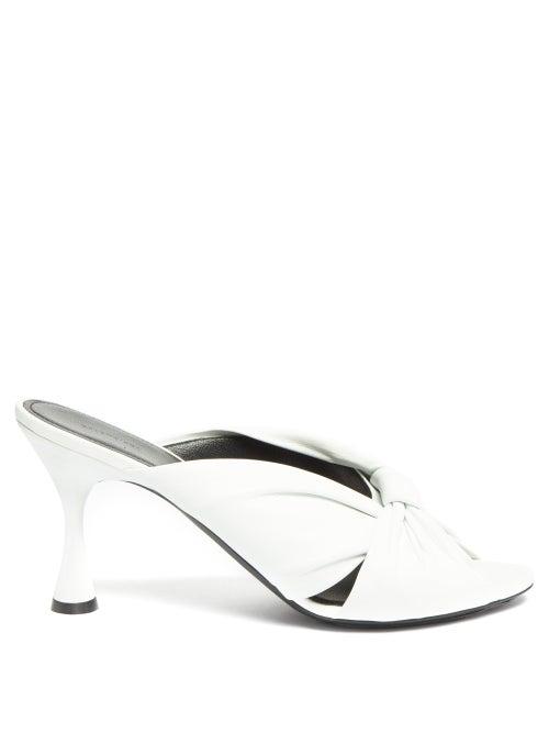 Matchesfashion.com Balenciaga - Drapy Knot-front Leather Mules - Womens - White