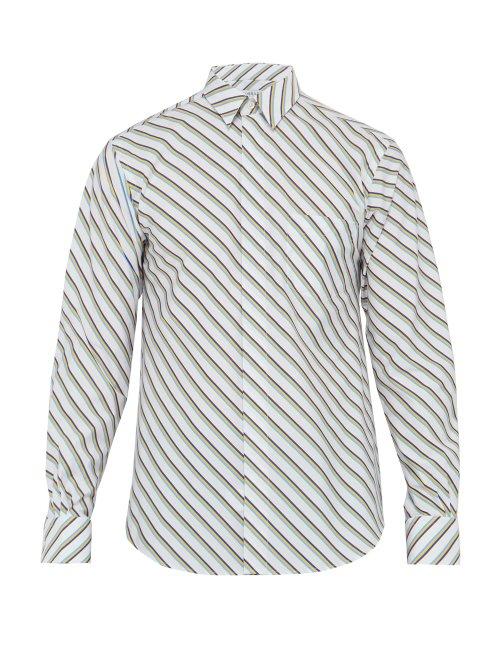 Matchesfashion.com Cobra S.c. - Tri Stripe Cotton Poplin Shirt - Mens - White Multi