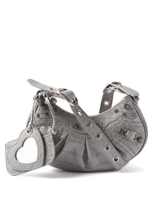 Balenciaga - Le Cagole Xs Croc-effect Leather Shoulder Bag - Womens - Grey