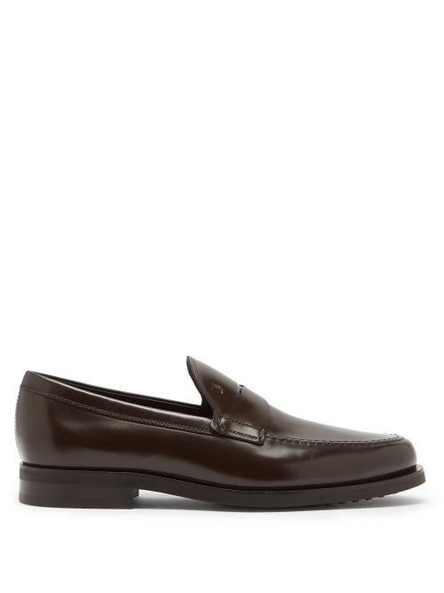 Matchesfashion.com Tod's - Logo-debossed Leather Penny Loafers - Mens - Brown