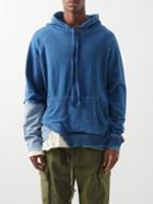 Greg Lauren - Fragment Denim-panel Cotton Hooded Sweatshirt - Mens - Blue