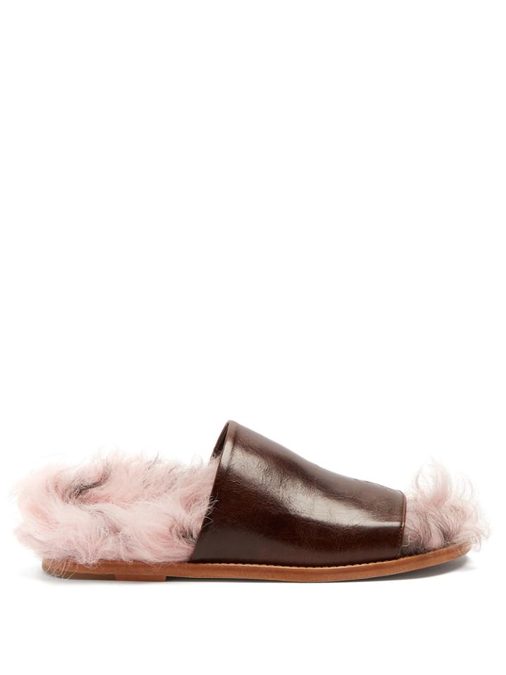 Marques'almeida Shearling And Leather Slides