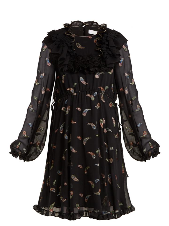 Chloé Paisley-jacquard Chiffon Dress