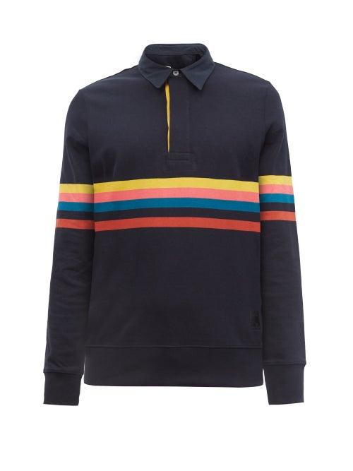 Paul Smith - Artist-stripe Knitted Cotton Polo Shirt - Mens - Navy Multi