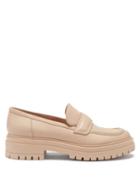 Ladies Shoes Gianvito Rossi - Argo Leather Loafers - Womens - Beige