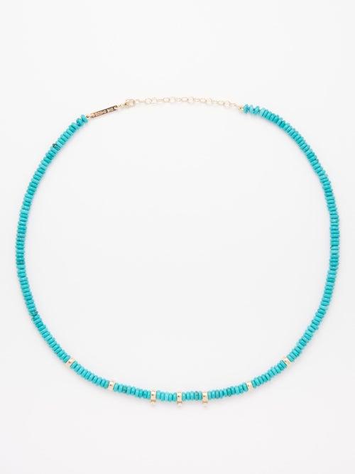 Zo Chicco - Diamond, Turquoise & 14kt Gold Necklace - Womens - Gold Multi
