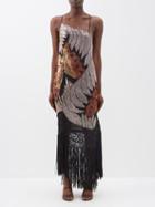 Conner Ives - Demi Couture Upcycled Butterfly-sequin Silk Dress - Womens - Black Red