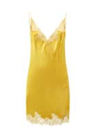 Ladies Lingerie Carine Gilson - Lace-trimmed Silk-satin Slip Dress - Womens - Yellow