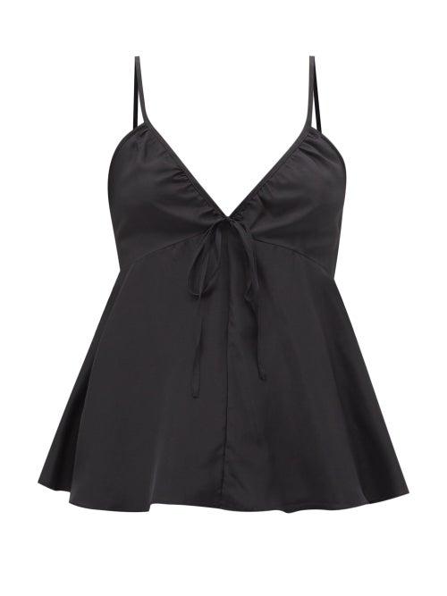 Fil De Vie - Lila V-neck Silk Cami Top - Womens - Black