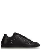 Fendi Face-embellished Low-top Leather Trainers