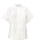 Matchesfashion.com Lee Mathews - Quinn Puff-sleeve Pleated Voile Top - Womens - Ivory