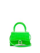 Matchesfashion.com Balenciaga - Hourglass Xs Crocodile-effect Leather Bag - Womens - Green