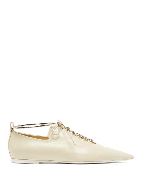 Matchesfashion.com Jil Sander - Anklet And Ring Eyelet Leather Flats - Womens - Cream