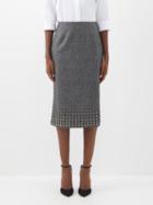 Erdem - Janet Beaded Wool-twill Midi Skirt - Womens - Grey