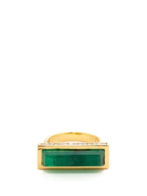 Jade Jagger - Neverending Diamond, Emerald & 18kt Gold Ring - Womens - Green Gold