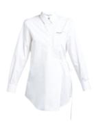 Matchesfashion.com Off-white - Logo Print Wrap Front Cotton Poplin Shirt - Womens - White Black
