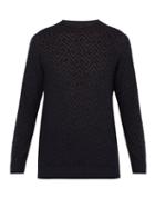 Matchesfashion.com Giorgio Armani - Jacquard Crew Neck Sweater - Mens - Navy