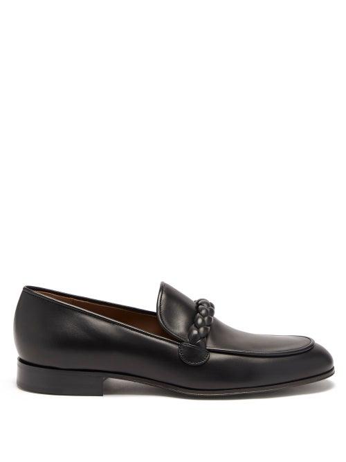 Gianvito Rossi - Belem Braided-strap Leather Loafers - Mens - Black