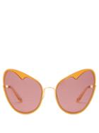 Matchesfashion.com Moy Atelier - Naked Heart Cat Eye Gold Plated Sunglasses - Womens - Gold