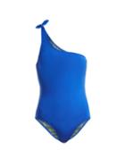 Matchesfashion.com Bower - White Horse One Shoulder Swimsuit - Womens - Blue
