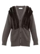 Matchesfashion.com Raey - Panelled Shearling And Cashmere Cardigan - Womens - Charcoal