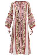 Matchesfashion.com D'ascoli - Maddy Striped And Leopard-print Silk Dress - Womens - Red Print