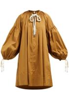 Matchesfashion.com Lee Mathews - Elsie Cotton Blend Tunic Dress - Womens - Light Brown