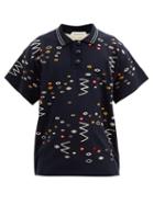 Matchesfashion.com Namacheko - Snckorna Abstract-jacquard Knitted Polo Shirt - Mens - Navy