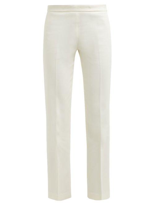 Matchesfashion.com Giambattista Valli - Mid Rise Cotton Blend Crepe Trousers - Womens - Ivory