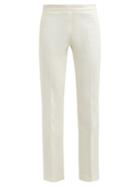 Matchesfashion.com Giambattista Valli - Mid Rise Cotton Blend Crepe Trousers - Womens - Ivory