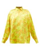 Vetements - Acid Flower-print Silk-blend Shirt - Womens - Yellow Multi