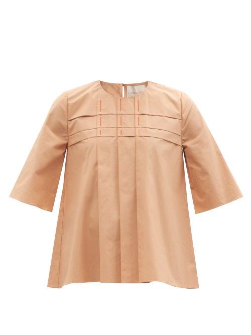 Ladies Rtw Roksanda - Nadine Pintucked Cotton-poplin Blouse - Womens - Beige