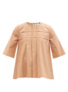 Ladies Rtw Roksanda - Nadine Pintucked Cotton-poplin Blouse - Womens - Beige
