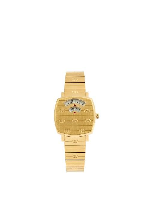 Matchesfashion.com Gucci - Grip Two-window Gold Pvd Watch - Womens - Gold