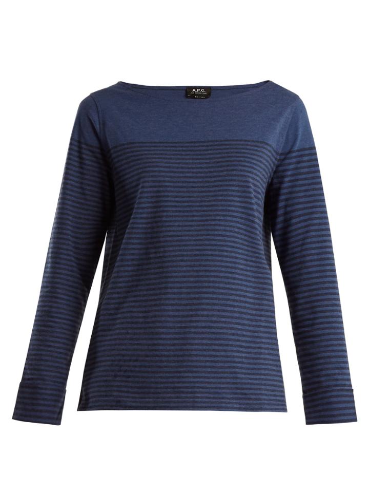 A.p.c. Liz Striped Cotton-blend Top