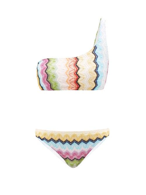 Missoni - Zigzag Crochet-knitted One-shoulder Bikini - Womens - Multi