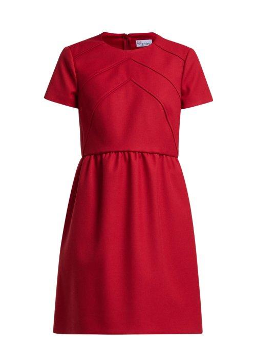 Matchesfashion.com Redvalentino - Seam Detail Twill Mini Dress - Womens - Red