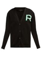 Matchesfashion.com Rochas - Logo Intarsia Knitted Cotton Cardigan - Womens - Black