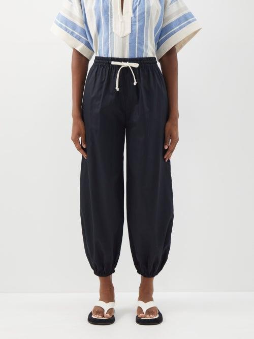 Vika 2.0 - Organic Cotton Drawstring Trousers - Womens - Black