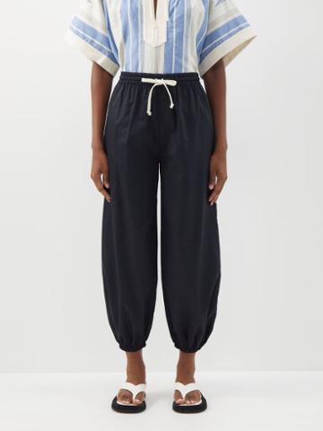 Vika 2.0 - Organic Cotton Drawstring Trousers - Womens - Black