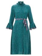 Matchesfashion.com Beulah - Maia Floral Print Silk Crepe De Chine Dress - Womens - Green Multi
