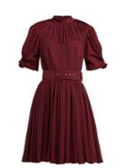 Matchesfashion.com Emilia Wickstead - Corinne Pleated Crepe Mini Dress - Womens - Burgundy