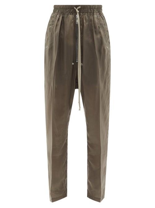 Rick Owens - Bela Drawstring-waist Satin Trousers - Mens - Grey