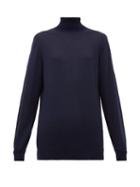 Matchesfashion.com Hillier Bartley - Roll-neck Merino Wool Sweater - Womens - Navy