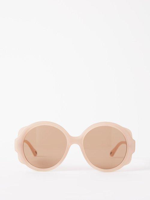 Chlo Eyewear - Mirtha Round Recycled-plastic Sunglasses - Womens - Nude