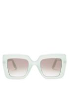Matchesfashion.com Lapima - Teresa Oversized Square Acetate Sunglasses - Womens - Light Green