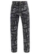 Matchesfashion.com Palm Angels - Letter-print Slim-leg Jeans - Mens - Blue
