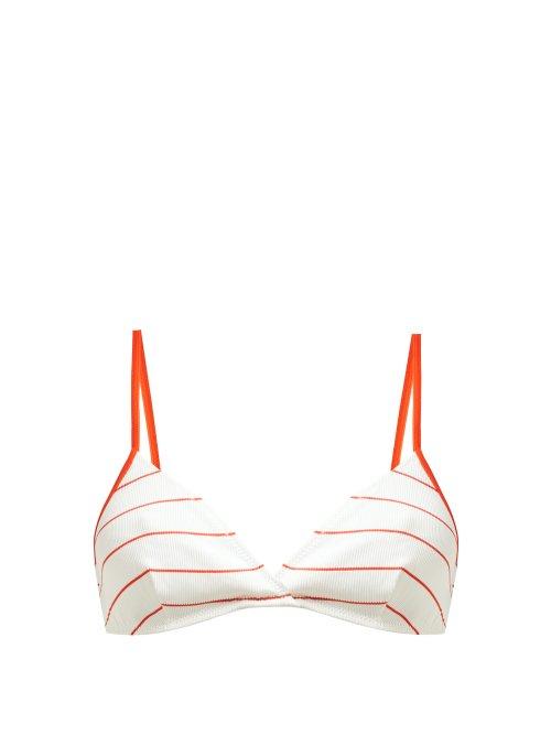 Matchesfashion.com Solid & Striped - The Brigitte Striped Bikini Top - Womens - White Stripe