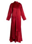 Matchesfashion.com Roksanda - Alida Tie Neck Crinkle Silk Satin Dress - Womens - Red